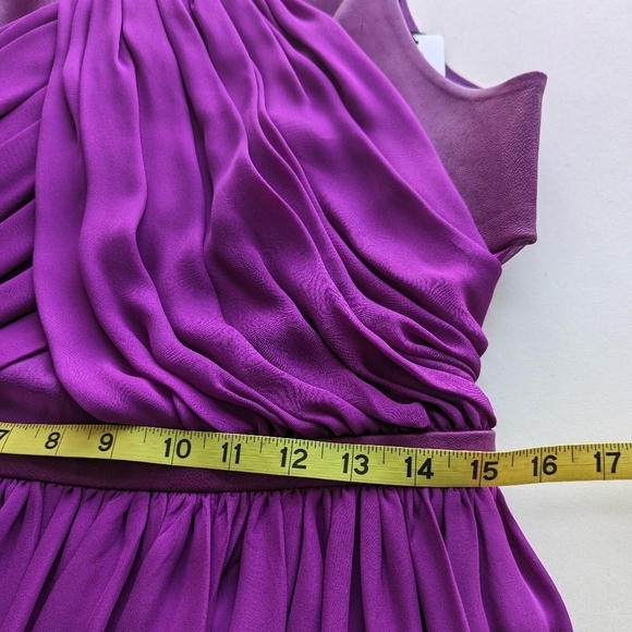 RARE Cushnie et Ochs Criss-cross Leather Bodice Mini Pleated Silk Skirt Orchid - Picture 8 of 10